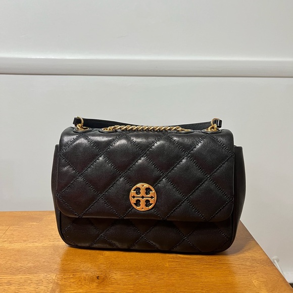 Tory Burch Handbags - Tory Burch Medium Willa Shoulder Bag Crossbody in Black and Gold